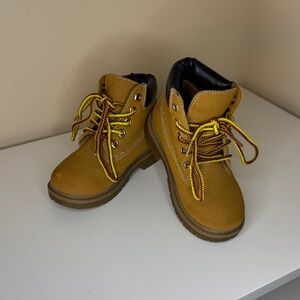 Kids Tan Boots with Yellow Laces